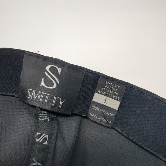 Smitty Fitted Baseball Cap Black Large Lightweight 6 Panel Blank Polyester - Picture 9 of 9